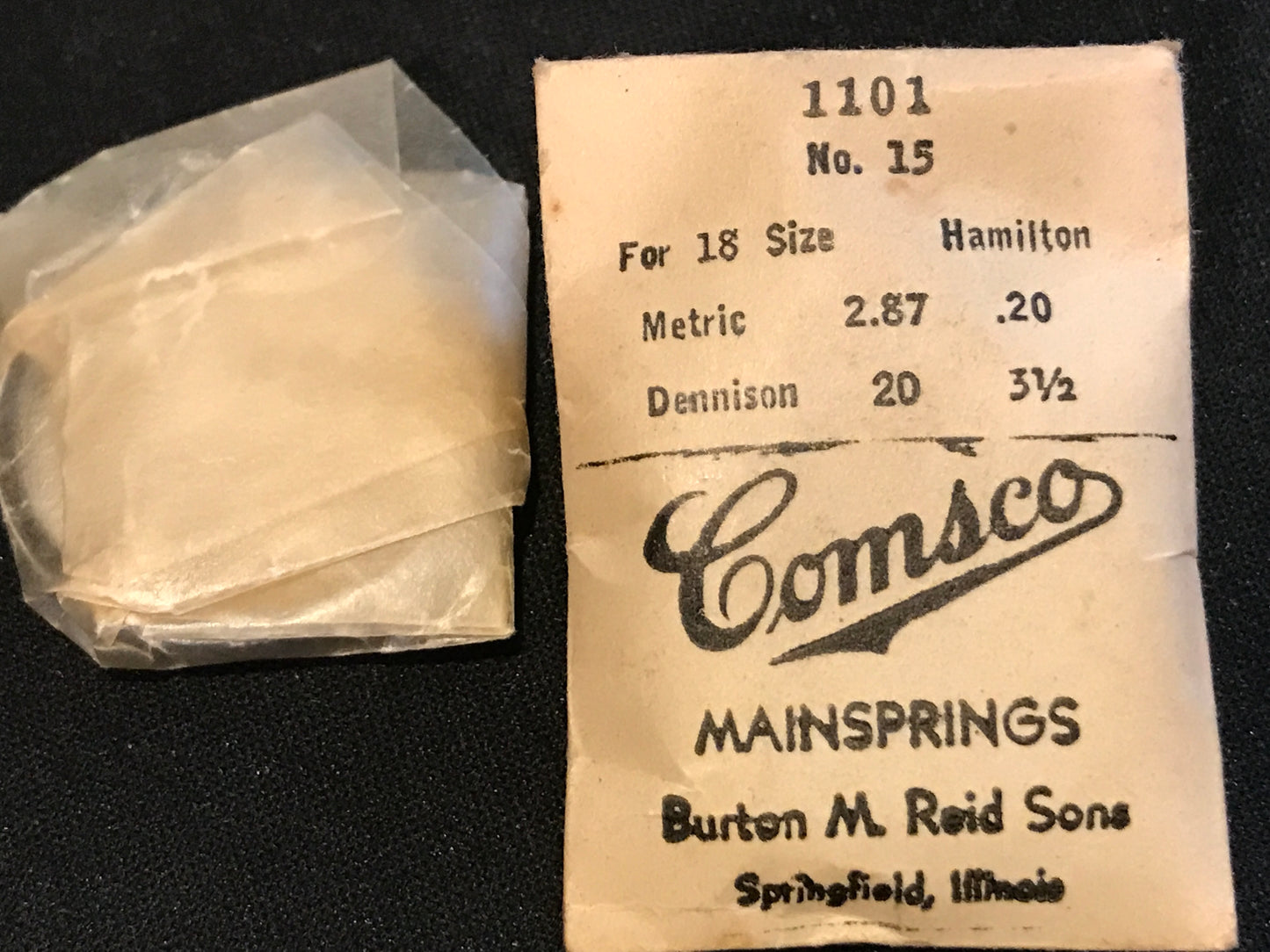 Comsco Mainspring #1101 for Hamilton 18s Factory No. 15 - Steel