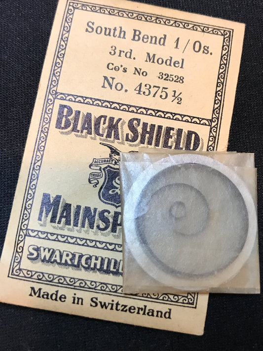 Swartchild Black Shield Mainspring for 0s South Bend No. 32528 - Steel