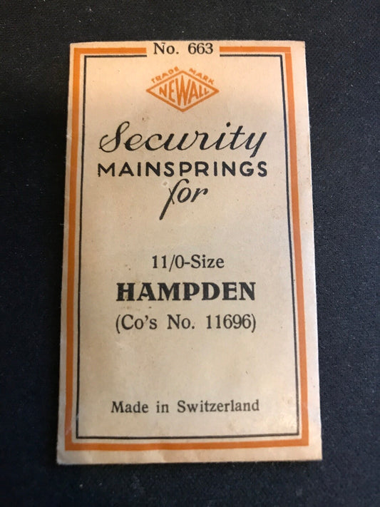 Newall Security Mainspring #663 for 11/0s Hampden Movements #11696 - Steel