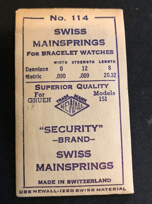 Newall Security Mainspring #114 for Gruen caliber 151 - Steel