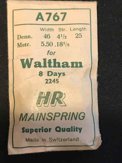 HR Mainspring A767 for 22s 8-day Waltham No. 2245 - Steel