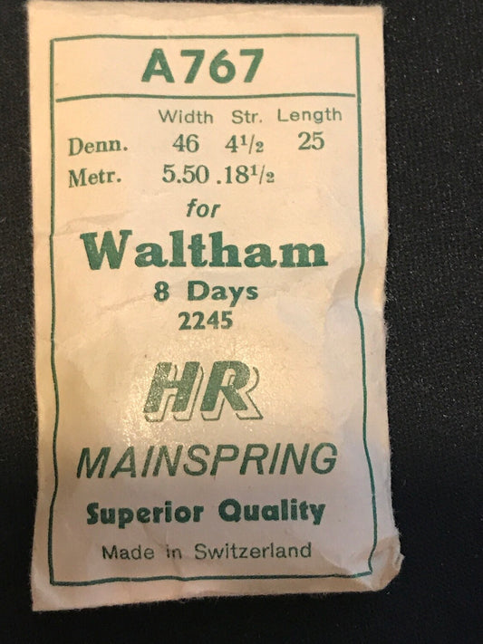 HR Mainspring A767 for 22s 8-day Waltham No. 2245 - Steel
