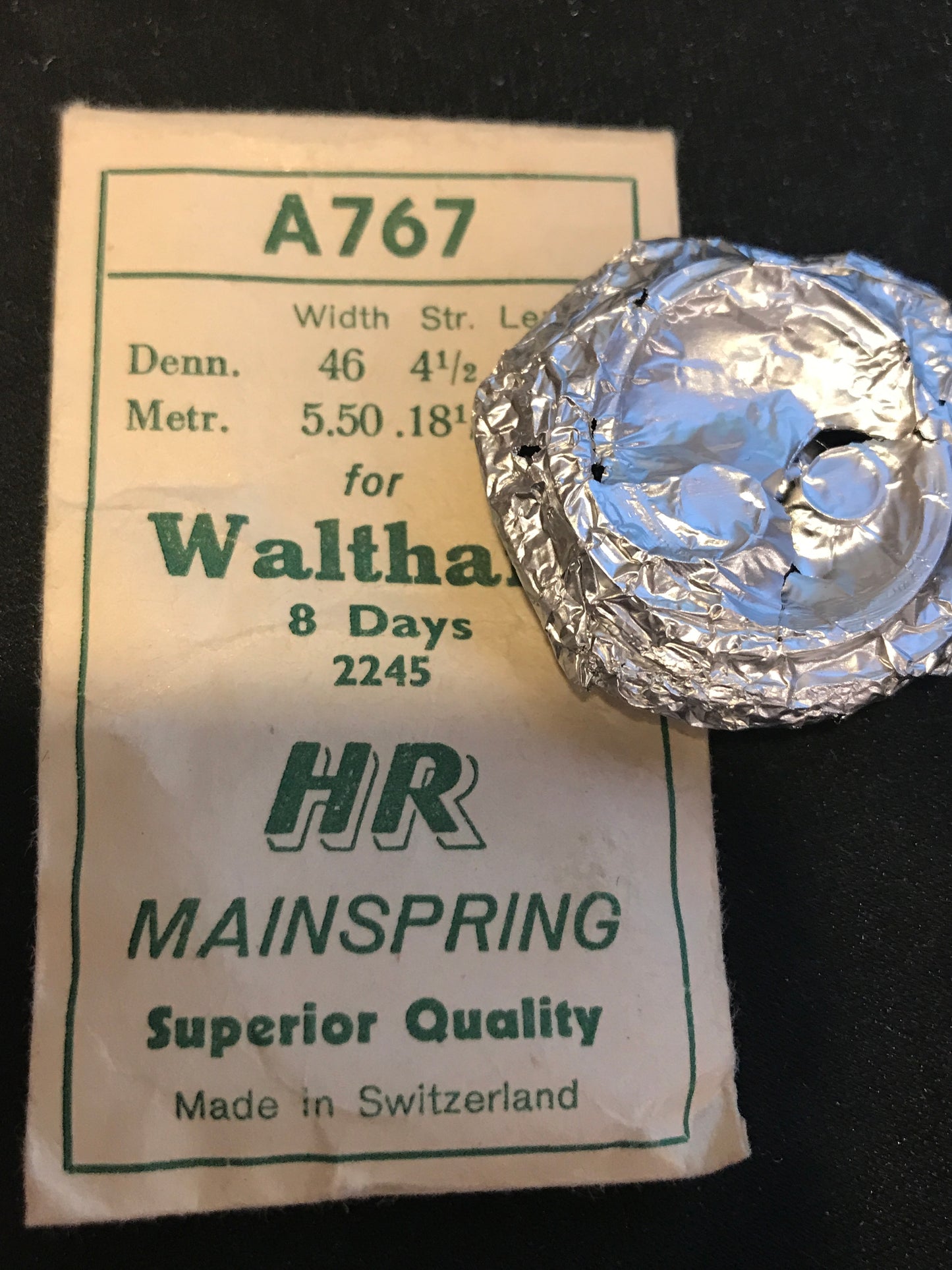 HR Mainspring A767 for 22s 8-day Waltham No. 2245 - Steel