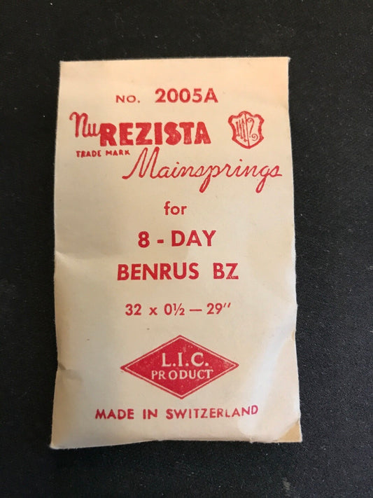 NuREZISTA Mainspring #2005A for Benrus caliber BZ 8-Day Movement - Steel