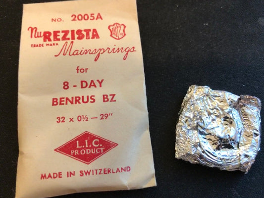 NuREZISTA Mainspring #2005A for Benrus caliber BZ 8-Day Movement - Steel