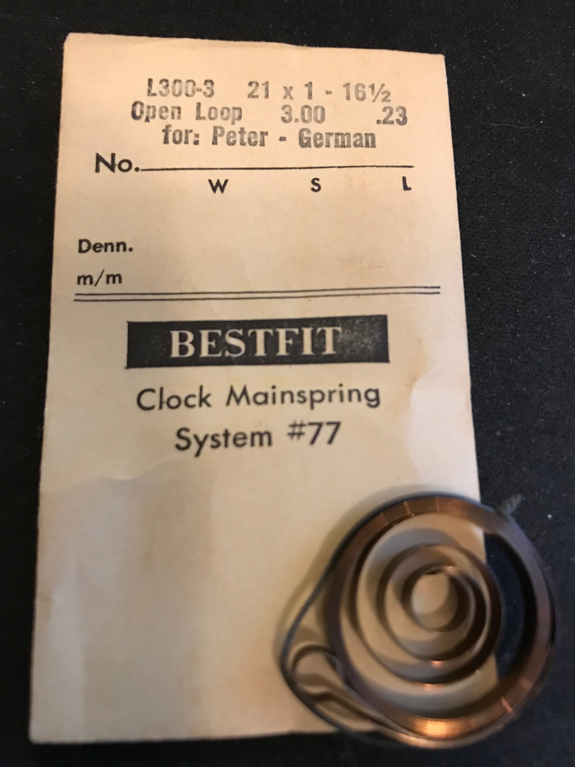 BESTFIT Open Loop Mainspring for Peter German Clocks No. L300-3 ...