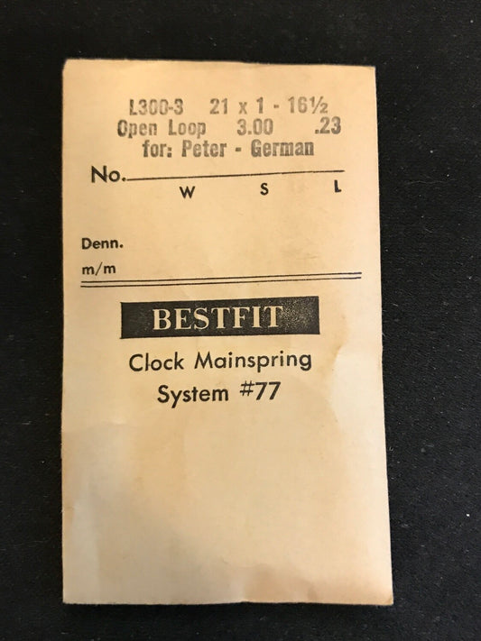 BESTFIT Open Loop Mainspring for Peter German Clocks No. L300-3