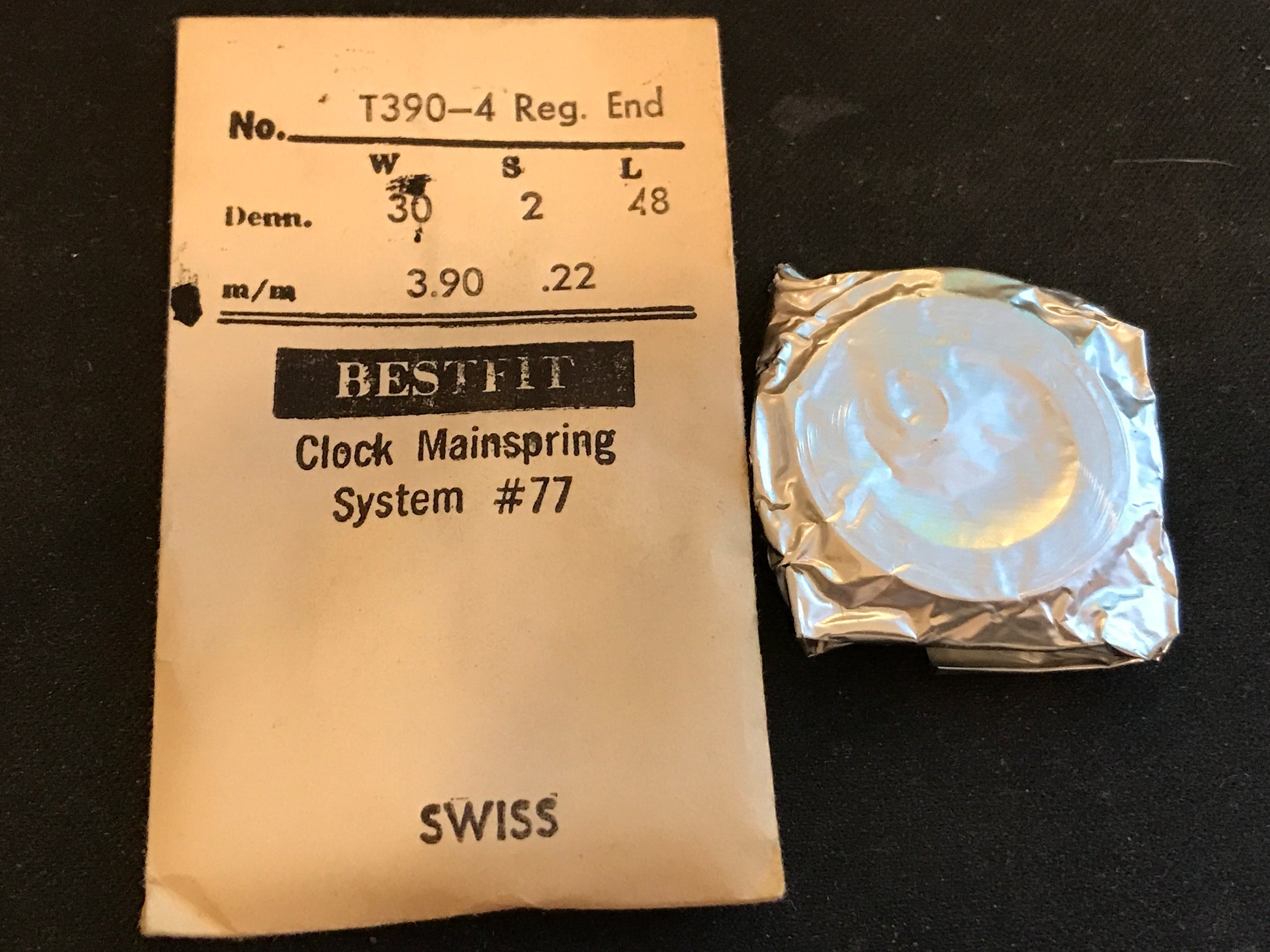 BESTFIT Clock Mainspring for Travel Alarm Clocks No. T390-4