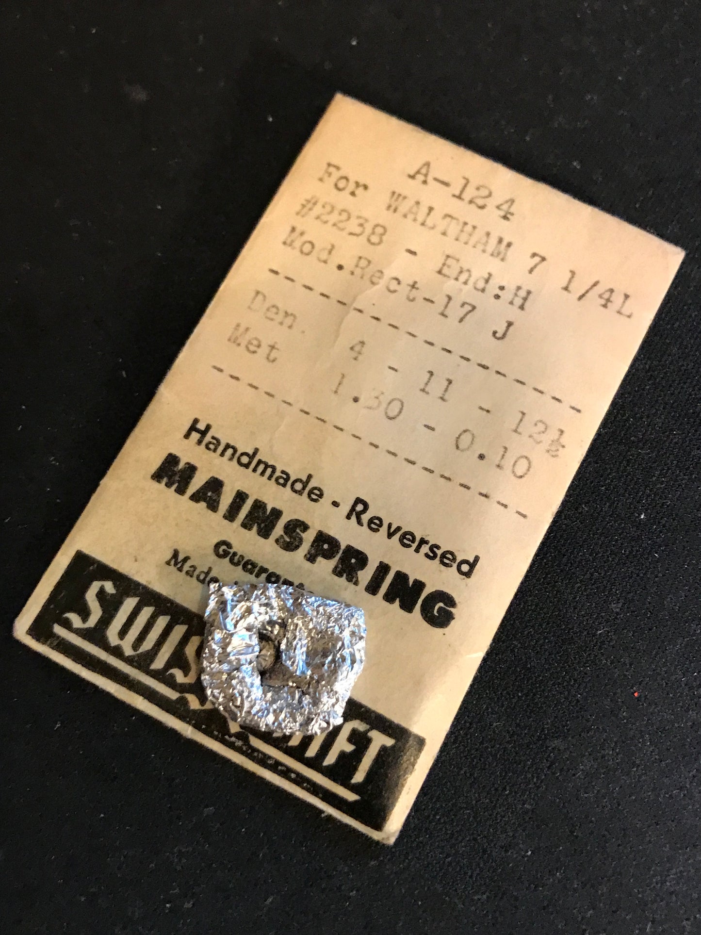 Swisscraft Mainspring A-124 for 7¼L Waltham No. 2238 - Steel