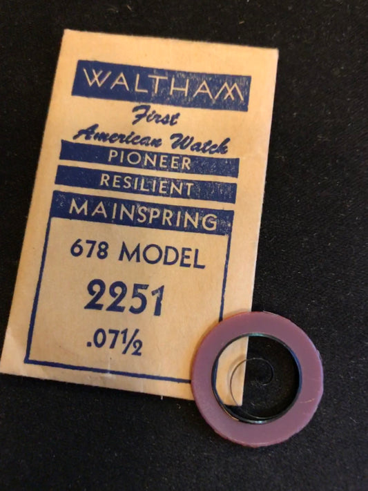 Waltham Factory Mainspring for Model 678 - 679 Movements No. 2251 - Steel
