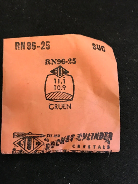 SUC Rocket Crystal RN 96-25 for GRUEN cushion bracelet case - 11.1 x 10.9mm - New