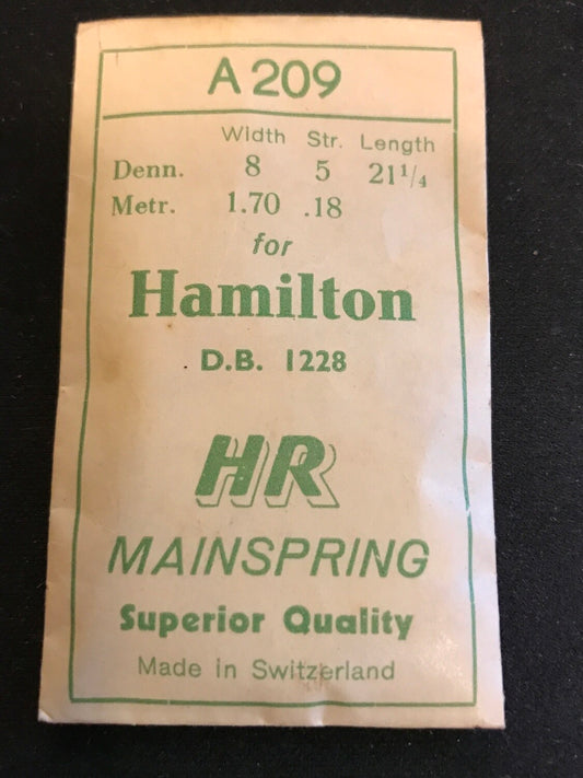 HR Mainspring A209 for 12s Hamilton 1228 - Steel