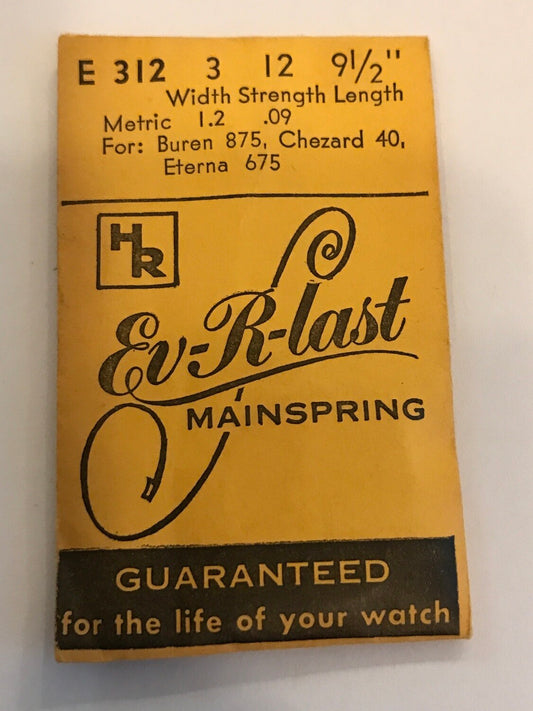 HR Ev-R-Last Mainspring E312 for Buren 875, Chezard 40, Eterna 675 - Steel