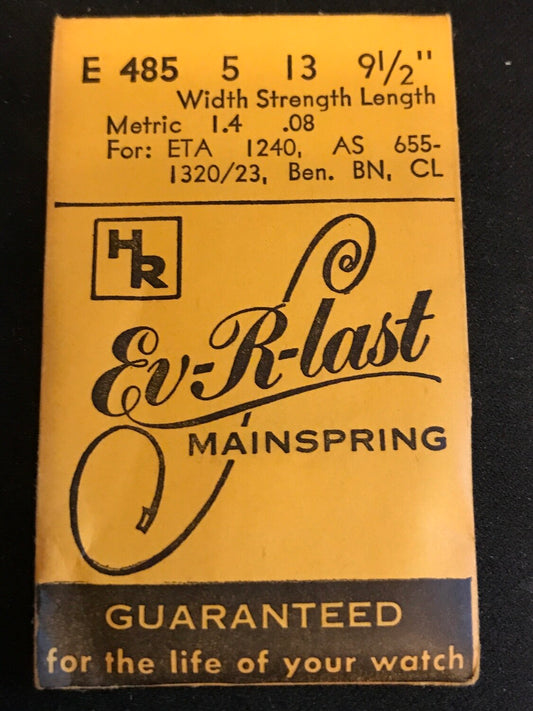 HR Ev-R-Last Mainspring No. E485 for AS 1320, 1323, 1393, ETA 1240 - Steel