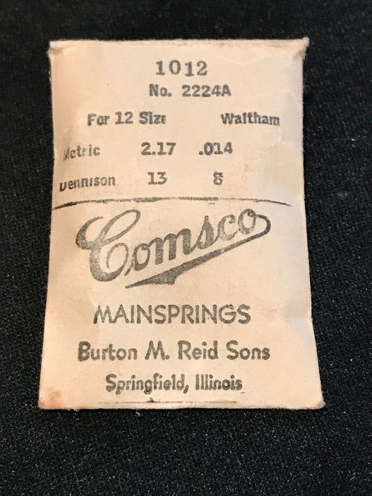 Comsco Mainspring #1012 for Waltham 12s Colonial A Factory No. 2224A - Steel