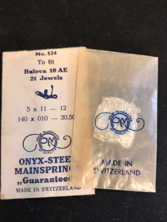 PM Mainspring No. 534 for Bulova 10AE 21j Movements - Steel
