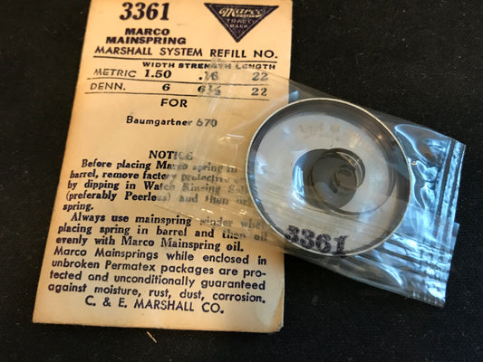 Marco Mainspring No.3361 for Baumgartner caliber 670 - Steel