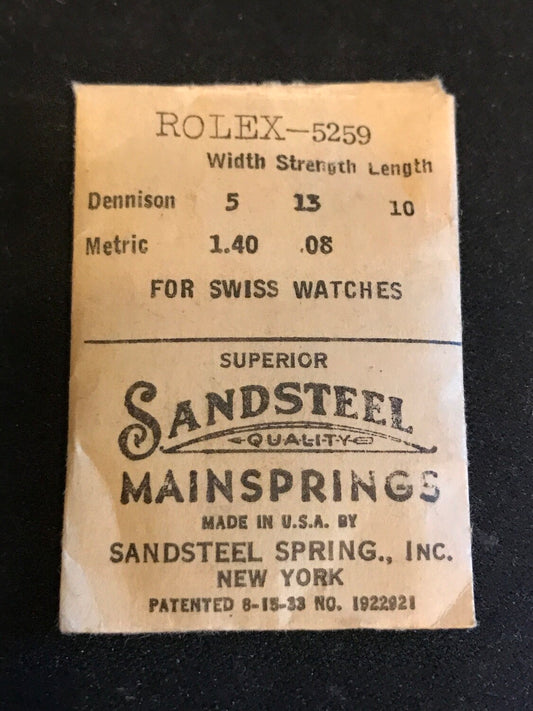 Sandsteel Mainspring #5259 for Rolex 9¾ N.A. Automatic w/ brake - Steel