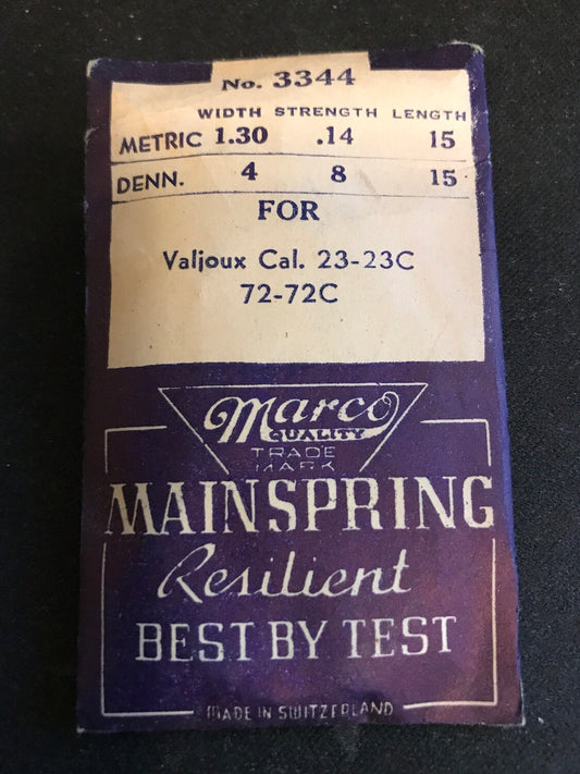 Marco Mainspring 3344 for Valjoux caliber 23, 23C & 72, 72C Chronograph - Steel