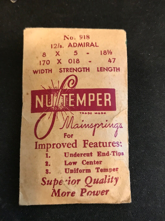 NuTemper Mainspring #918 for 12s CYMA / Tavannes Admiral Pocket Watch - Steel