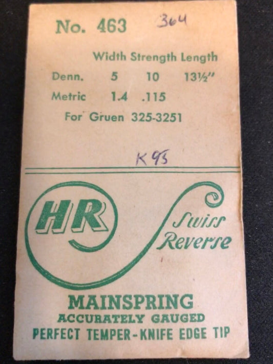 HR Mainspring 463 for Gruen caliber 325, 3251 - Steel