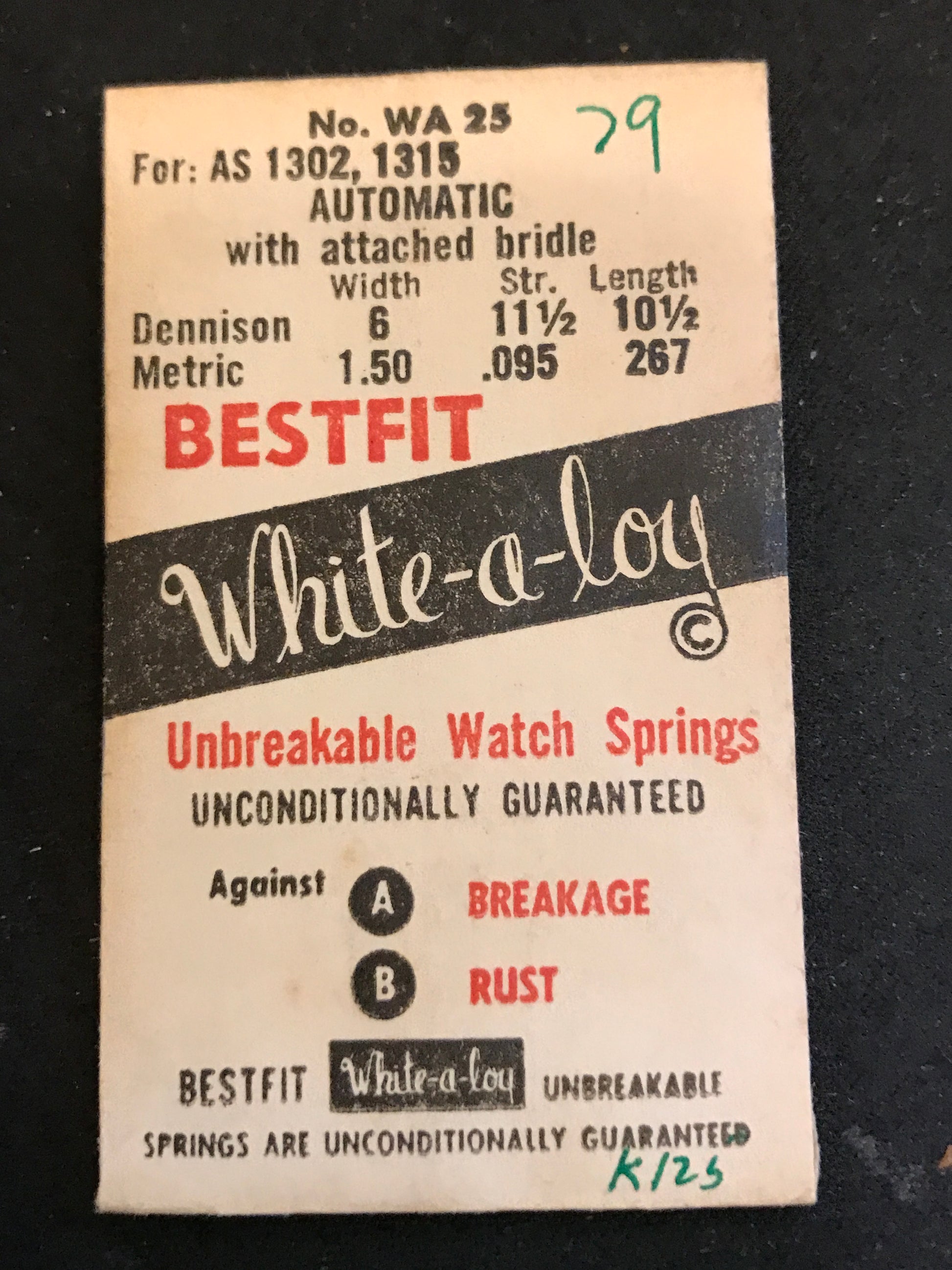 BESTFIT Mainspring WA25 for A.S. caliber 1302 - 1315 - Alloy