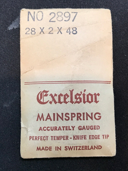 Excelsior #2897 Mainspring for Alarm / Travel Clocks - 28 x 2 x 48