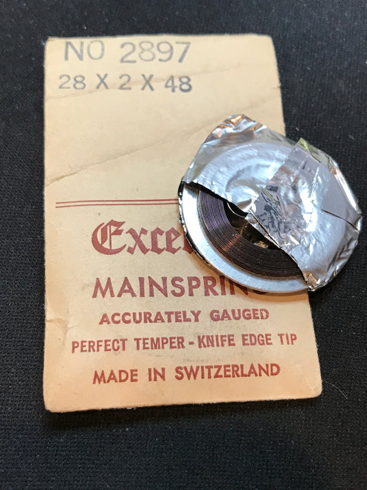 Excelsior #2897 Mainspring for Alarm / Travel Clocks - 28 x 2 x 48