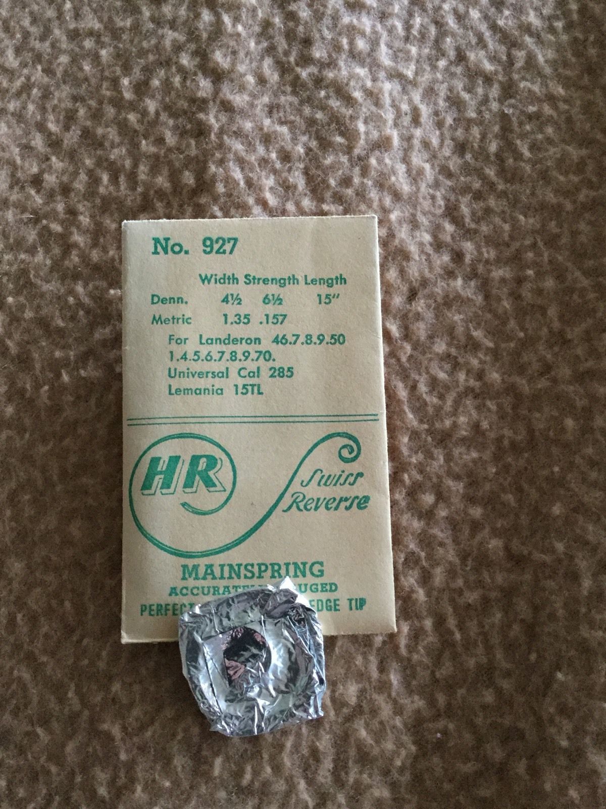 HR Mainspring No. 927 for Landeron, Universal & Lemania Chronographs - Steel
