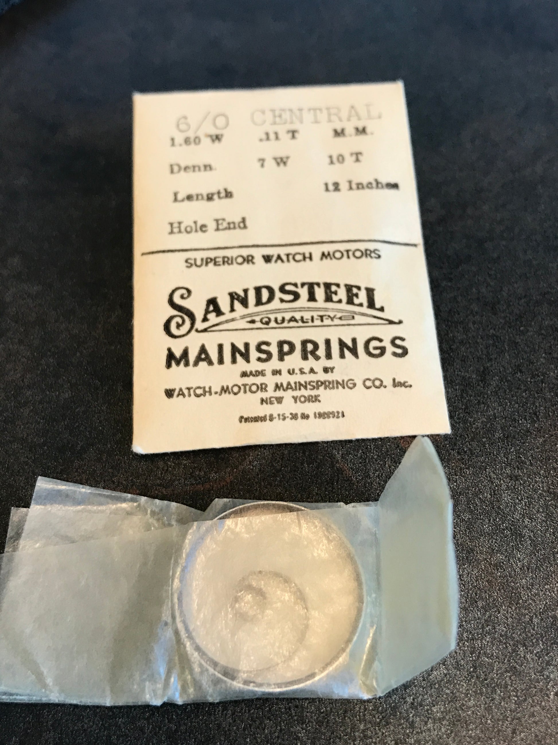 Sandsteel Mainspring for Central Watch Co (Benrus) 6/0s - Steel ...