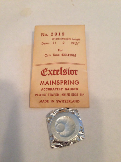 Excelsior #2919 TIME Mainspring for ORIS models 430-120M Clock