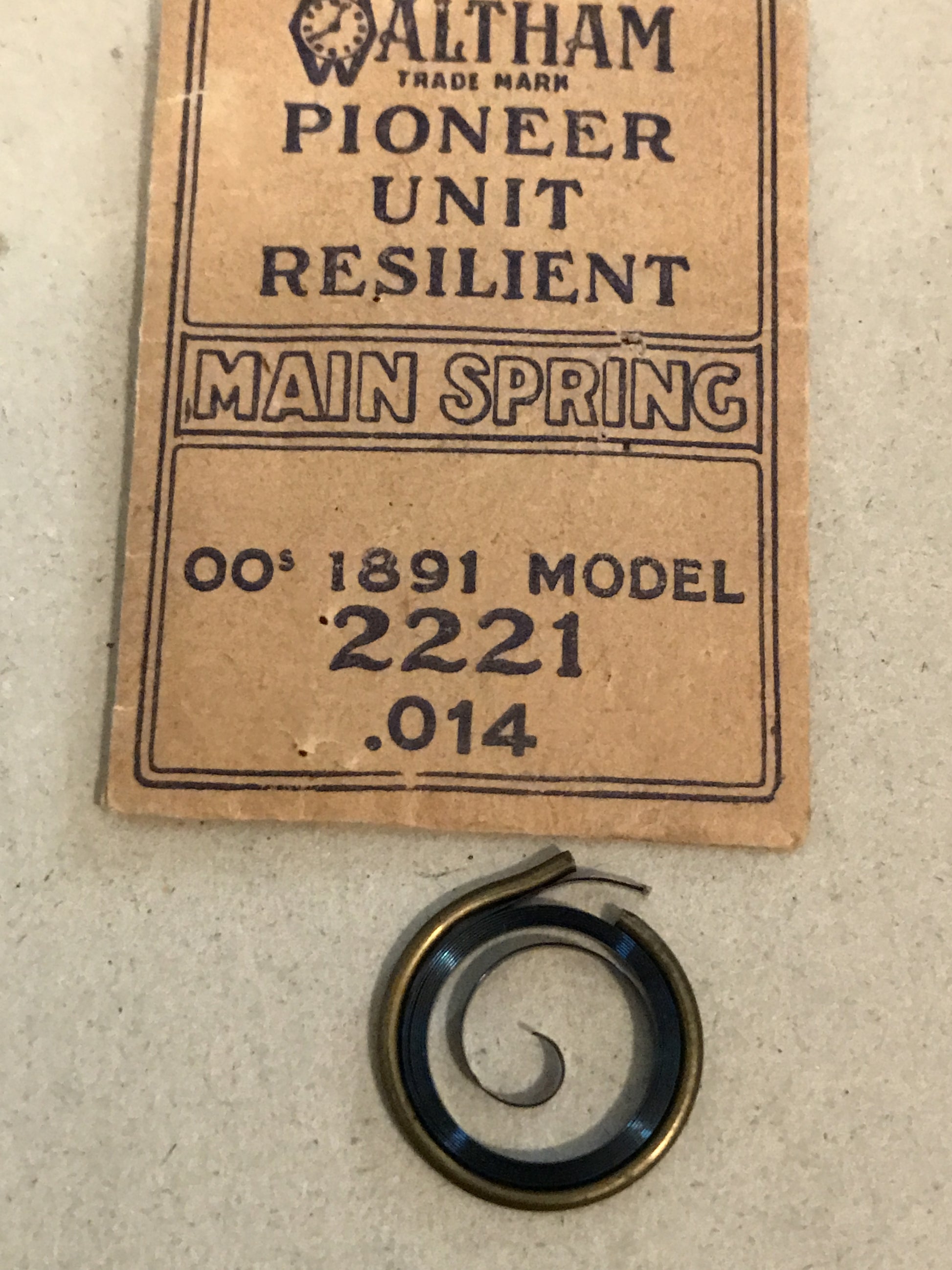 Waltham Factory Mainspring for 00s (2/0s) Factory No. 2221 - Steel