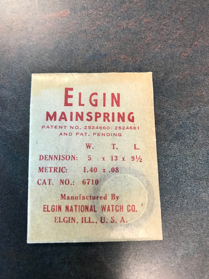 Elgin Mainspring for 6 3/4 x 8 ligne Grade 632 - FF 62 No. 6710 - Alloy