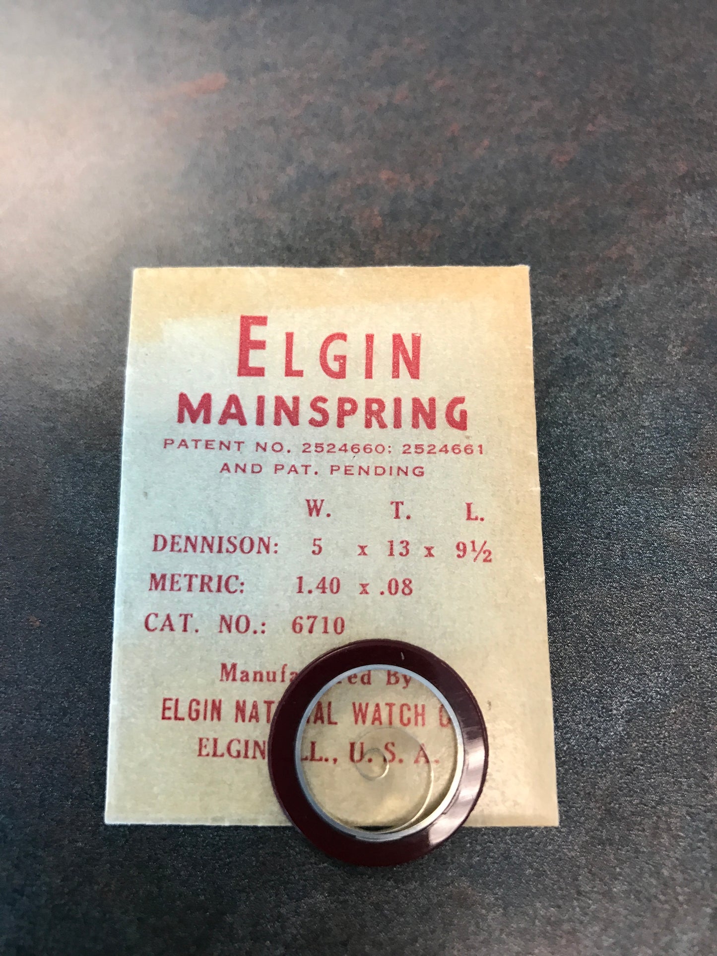 Elgin Mainspring for 6 3/4 x 8 ligne Grade 632 - FF 62 No. 6710 - Alloy