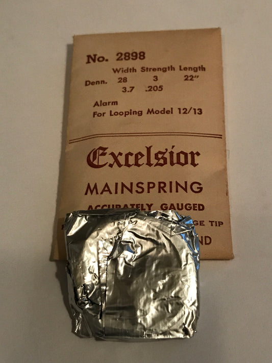 Excelsior #2898 ALARM Mainspring for Looping Clock Model 12/13 - Steel