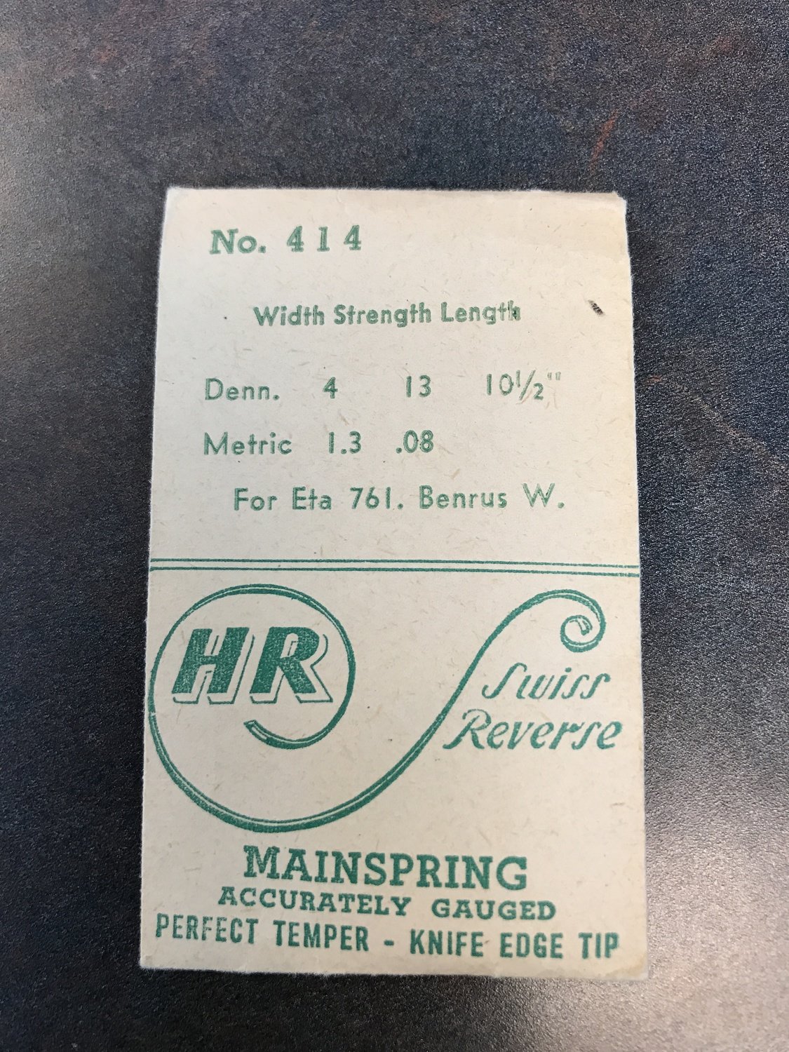 HR Mainspring No. 414 for Benrus W & Eta 761 movements - Steel