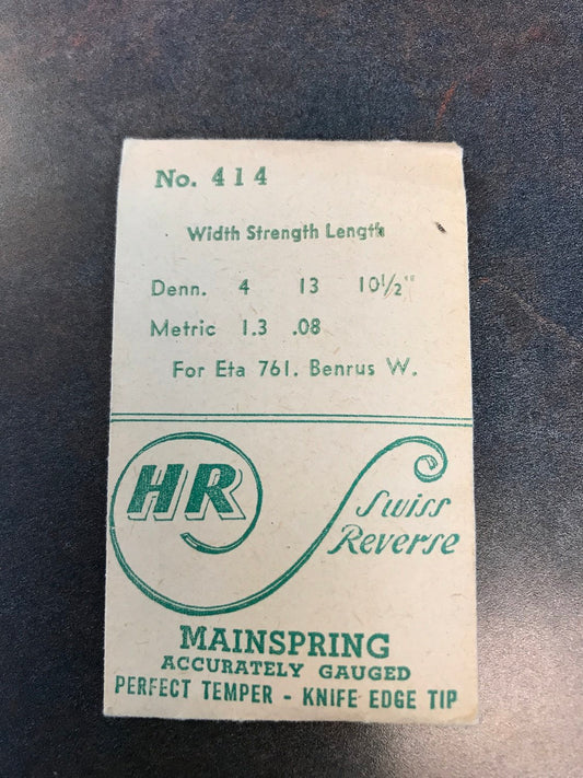 HR Mainspring No. 414 for Benrus W & Eta 761 movements - Steel