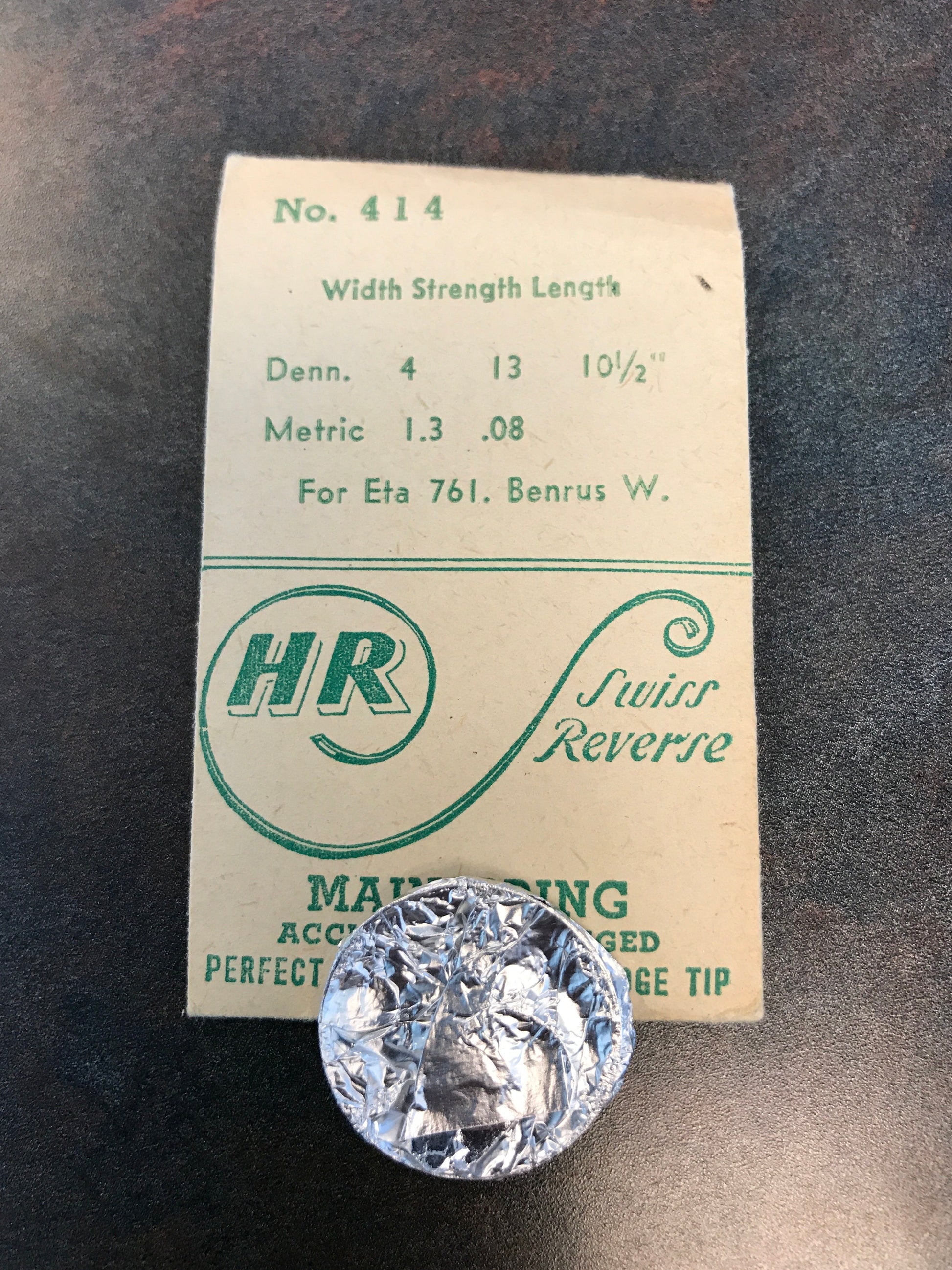 HR Mainspring No. 414 for Benrus W & Eta 761 movements - Steel