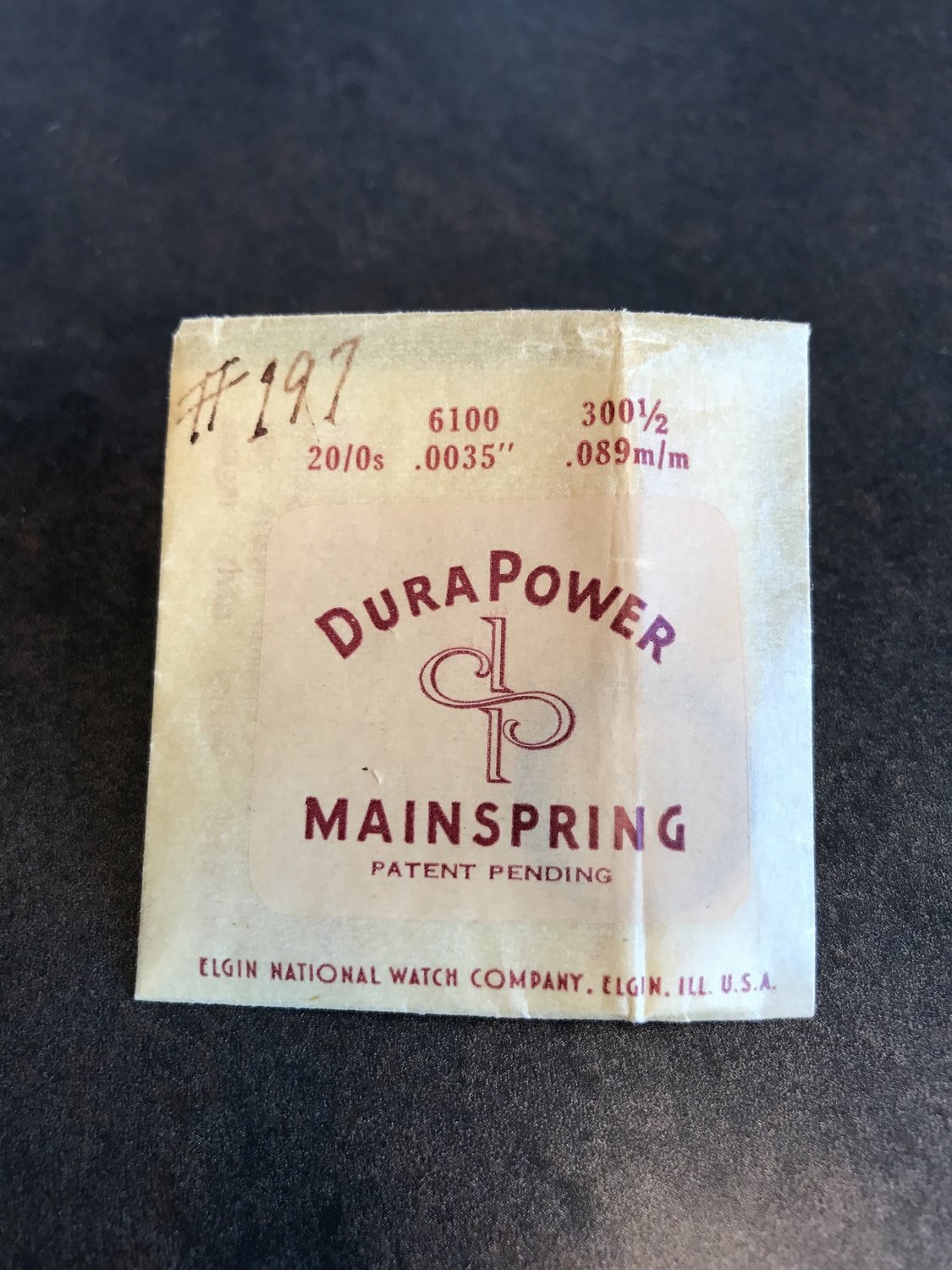 Elgin DuraPower Factory Mainspring for 20/0s Factory No. 6100 - Alloy