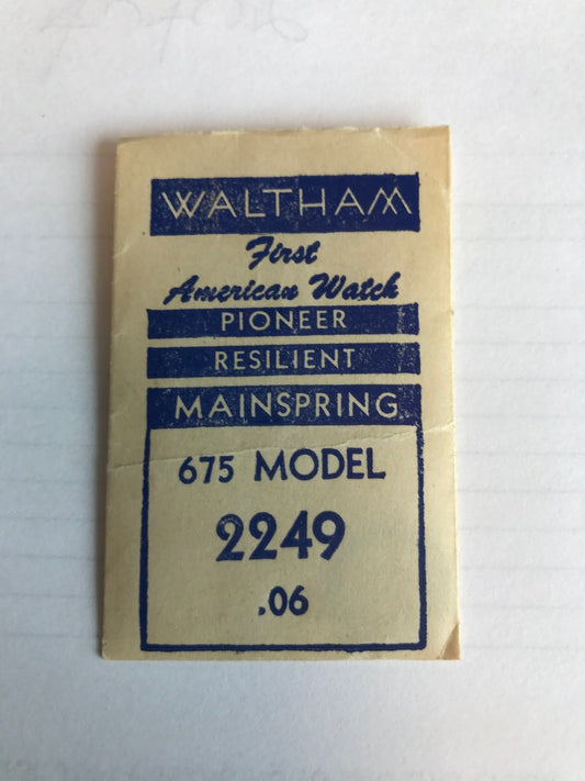 Waltham Factory Mainspring for 6¾  ligne Model 675 Factory No. 2249 - Steel