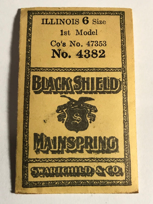 Swartchild Black Shield Mainspring No. 4382 for Illinois 6s Factory No. 47353 - Steel