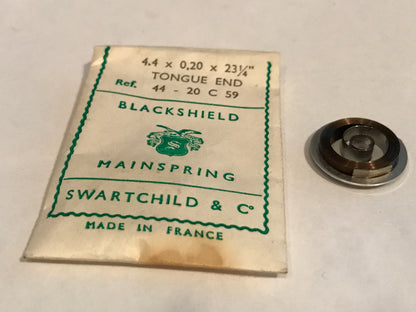 Swartchild Black Shield Clock Mainspring 4.4 x .20 mm x 23¼" Ref 44-20 C59