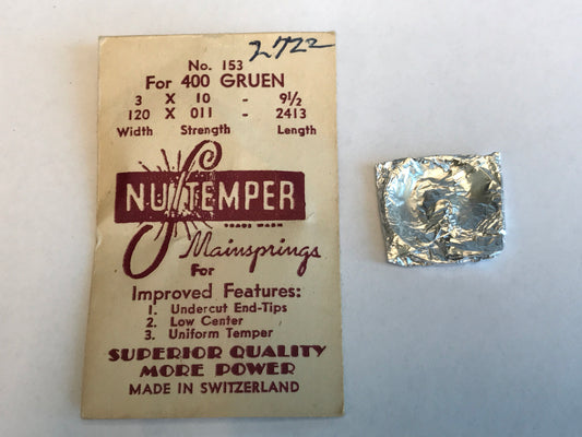NuTemper Mainspring No. 153 for Gruen 400 movements