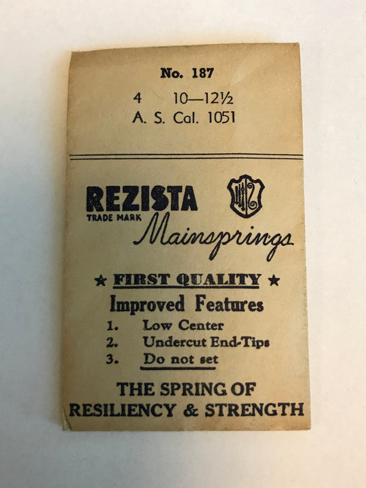 Rezista Mainspring No. 187 for A.S. Caliber 635, 684, 1051, 1539 - Steel