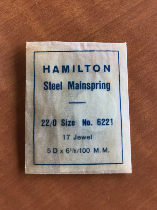 Hamilton Factory Mainspring No. 6221 for 22/0s - Steel