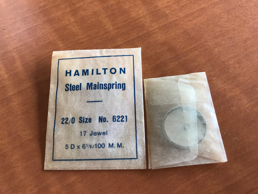 Hamilton Factory Mainspring No. 6221 for 22/0s - Steel