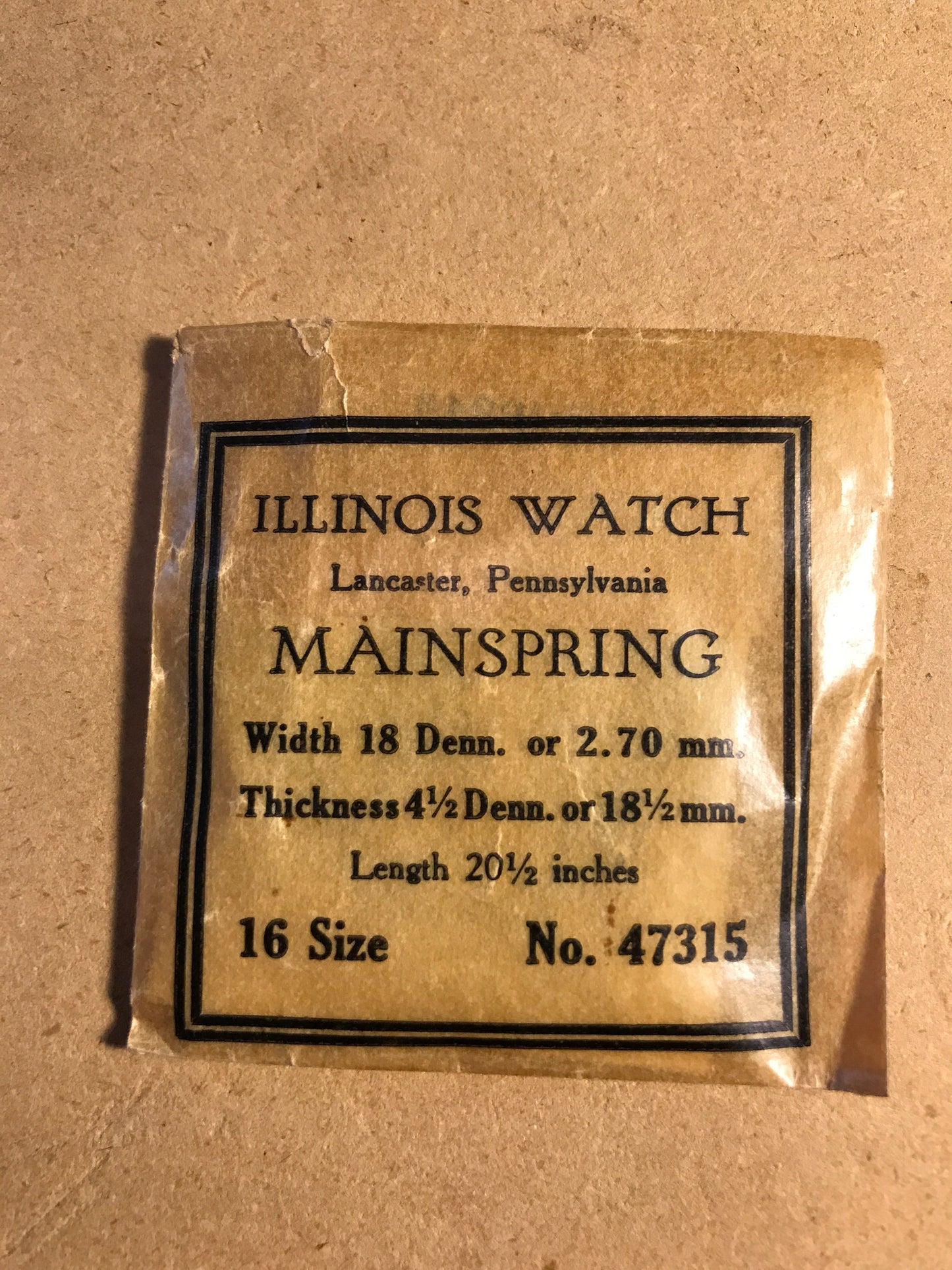 Illinois Factory Mainspring #47315 for 16s movements - Steel