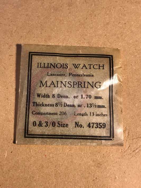 Illinois Factory Mainspring for 0s & 3/0s Models No 47359 - Steel