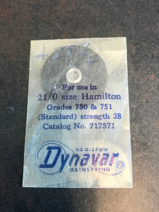 Hamilton Factory Dynavar Mainspring for 21/0s Hamilton No. 717571 - Alloy