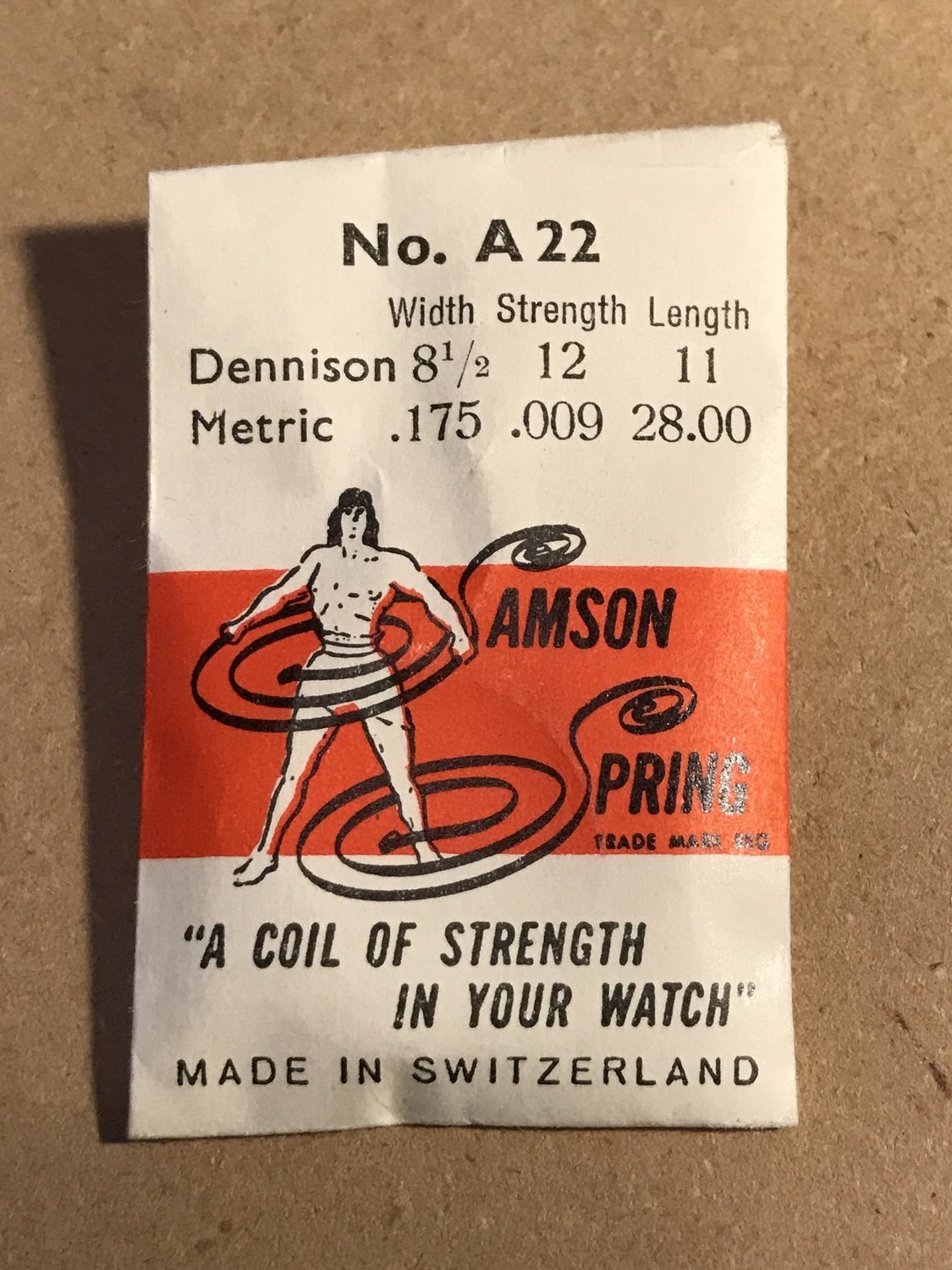 Samson Mainspring No. A22 for A.S. 12¼ ligne caliber 1298 - Steel